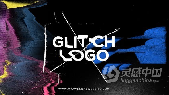 毛刺失真涂鸦涂抹电视噪点LOGO视频片头 AE模板 AE工程文件 Glitch Distortion Logo Intro  灵感中国网 www.lingganchina.com