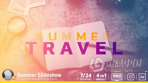 旅行社宣传假期旅游冒险快乐夏天活力相册幻灯片 AE模板 AE工程文件 Summer Slideshow  灵感中国网 www.lingganchina.com