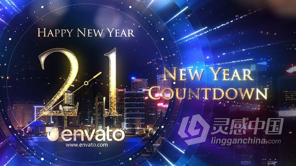明亮粒子灯光新年祝福公司派对活动新年倒计时 AE模板 AE工程文件 Colorful Glass Logo  灵感中国网 www.lingganchina.com