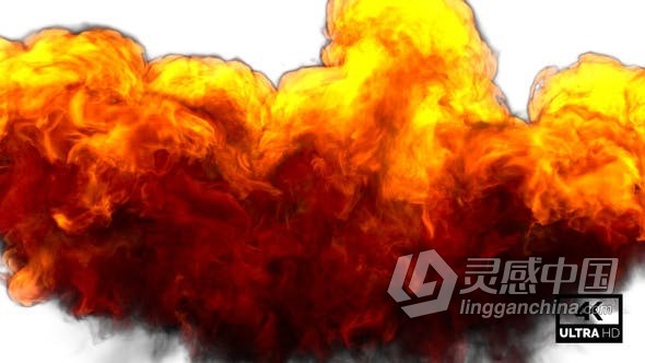 4K带Alpha通道巨大的爆炸火焰火流烟雾特效元素视频素材 Huge Fire Explosion V3  灵感中国网 www.lingganchina.com