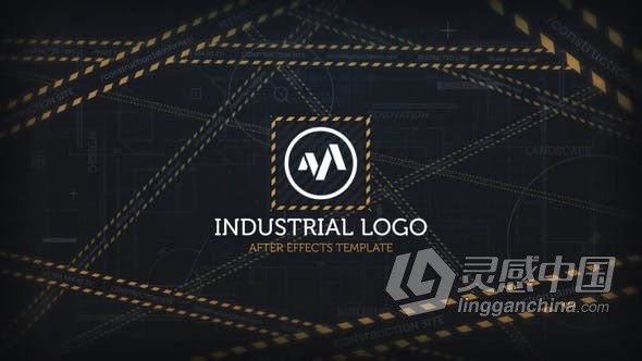 工业建筑数字几何线条公司标志LOGO片头 AE模板 AE工程文件 Industrial Logo Reveal  灵感中国网 www.lingganchina.com