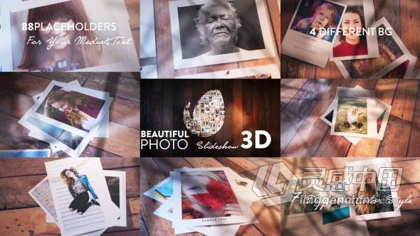 3D照片幻灯片图片叠加展示动画相册视频制作 AE模板 AE工程文件 Beautiful Photo Slideshow I 3D  灵感中国网 www.lingganchina.com