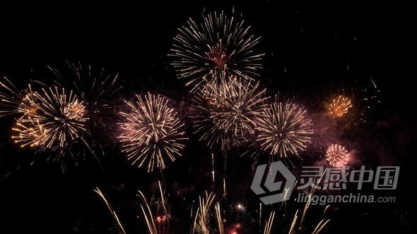 狂欢派对新年庆典节日庆祝美丽烟花影视视频素材 Firework (Stock Footage)  灵感中国网 www.lingganchina.com