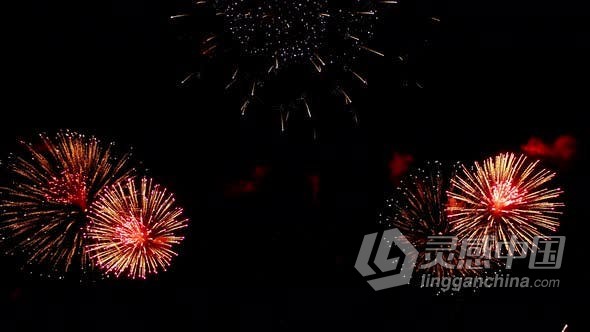 庆祝活动颁奖晚会美丽烟花绽放背景影视视频素材 Fireworks (Stock Footage)  灵感中国网 www.lingganchina.com