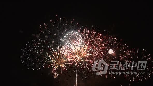 灿烂烟花燃放烟火影视视频素材 Fireworks (Stock Footage)  灵感中国网 www.lingganchina.com