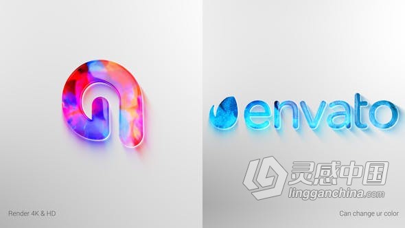 制作彩色水晶玻璃效果LOGO动画演绎视频片头 AE模板 AE工程文件 Clean Colorful Logo Reveal  灵感中国网 www.lingganchina.com