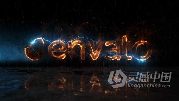 Particular与SABER插件制作能量闪电火焰LOGO动画效果 AE模板 AE工程文件 Fire and Lightning Logo  灵感中国网 www.lingganchina.com