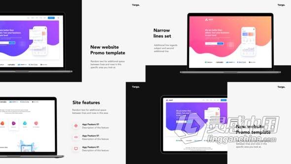 APP应用程序网站推广服务演示平板电脑笔记本模型样机展示 AE模板 AE工程文件 Targa - Website Promo  灵感中国网 www.lingganchina.com