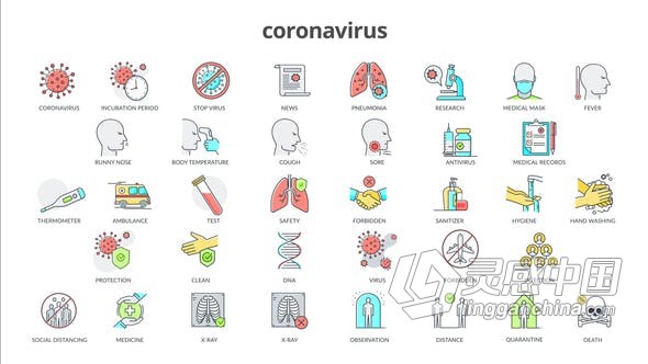 36个新型冠状病毒肺炎疫情医学Icons图标图形动画元素 AE模板 AE工程文件 Coronavirus - 36 Flat Animation Icons  灵感中国网 www.lingganchina.com