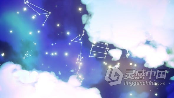 卡通星座天空动画音乐颁奖晚会教育科学游戏科幻儿童频道童谣背景视频素材 LED大屏幕动态背景素材 Constellations SkyBackground 4K  灵感中国网 www.lingganchina.com