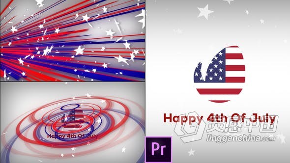 制作干净立方体粒子特效活动开幕片头复古酒吧LOGO动画AE模板PR模板工程文件 Fresh &amp; July 4th Patriotic Logo Open  灵感中国网 www.lingganchina.com