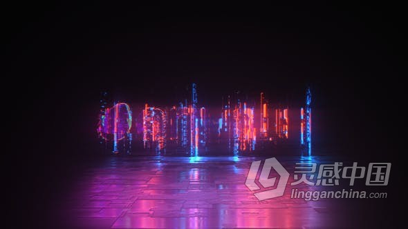 网络科技电影数字故障朋克风霓虹灯LOGO动画 AE模板 AE工程文件 Cyber Glitch - Neon Logo Reveal  灵感中国网 www.lingganchina.com