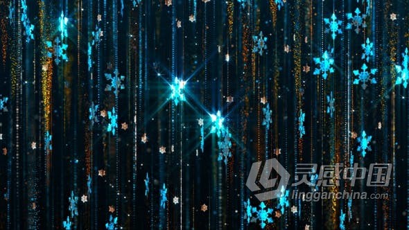 冬季闪亮雪花装饰粒子光效VJ视频素材 Snowflakes Christmas  灵感中国网 www.lingganchina.com