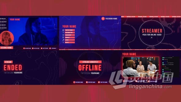 7个不同场景在线会议界面图形设计视频包装动画效果 AE模板 AE工程文件 Stream pack online  灵感中国网 www.lingganchina.com