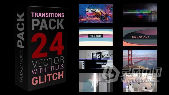 故障RGB数字失真动态过渡动画视频转场 AE模板 AE工程文件 Glitch Transitions Pack 4K  灵感中国网 www.lingganchina.com