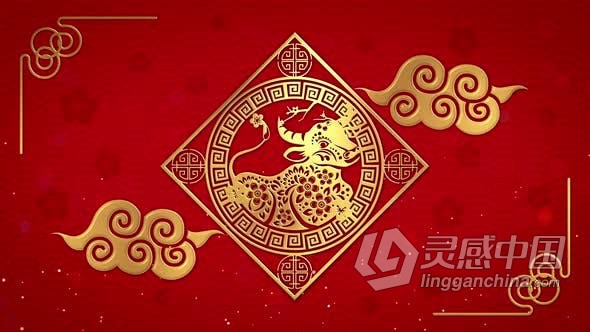 2021年中国新年农历喜庆春节活动LED屏幕动态背景视频素材 Chinese New Year Background  灵感中国网 www.lingganchina.com