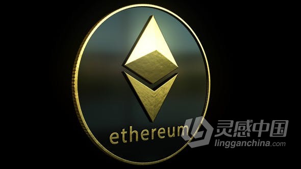 以太坊加密货币以太币图标旋转动画带Alpha通道视频素材 4K Ethereum Seamless Loop  灵感中国网 www.lingganchina.com