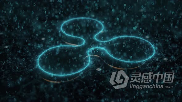 4K帧速率背景视频素材瑞波币Ripple网络数字加密货币粒子动画视频素材  灵感中国网 www.lingganchina.com