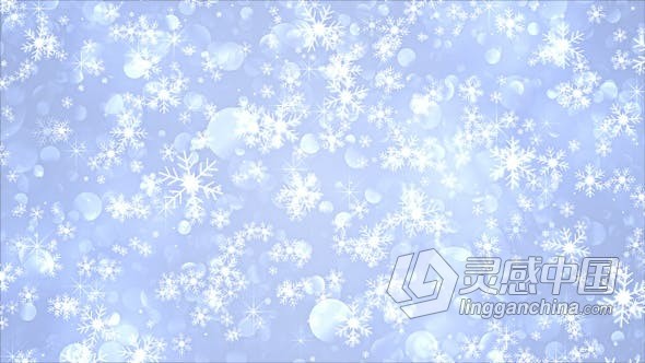 高清视频素材冬天飘落雪花动态背景Vj素材 Winter Background  灵感中国网 www.lingganchina.com