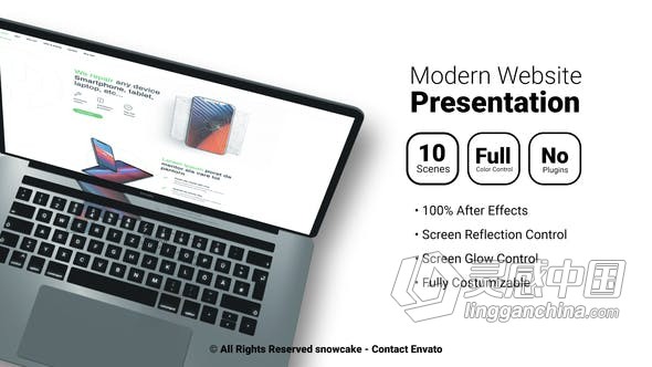 使用Macbook介绍网站Web演示文稿互联网开发网页设计企业宣传 AE模板 AE工程文件 Modern Website Presentation  灵感中国网 www.lingganchina.com