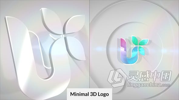 艺术大气白色干净3D LOGO动画视频片头效果 AE模板 AE工程文件 Minimal 3D Logo Reveal  灵感中国网 www.lingganchina.com