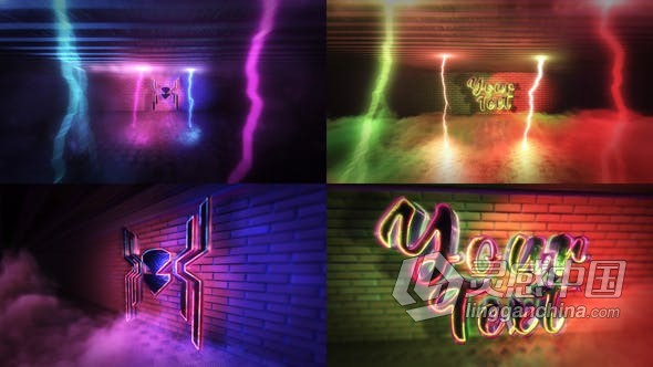 超级3D霓虹灯效果标志动画片头视频制作 AE模板 AE工程文件 Super Neon Logo  灵感中国网 www.lingganchina.com