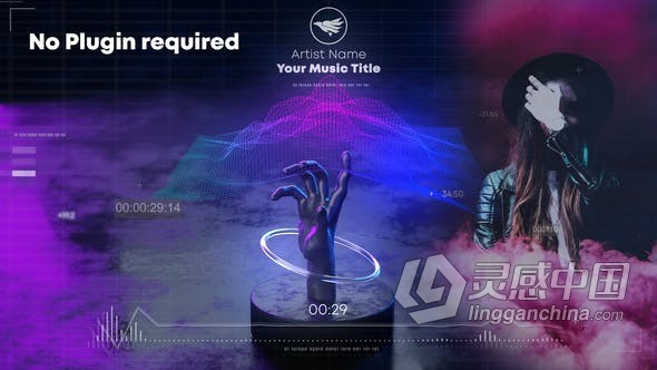 音乐可视化器视觉波形频率图形动画效果 AE模板 AE工程文件 Hand Wave Music Visualizer  灵感中国网 www.lingganchina.com