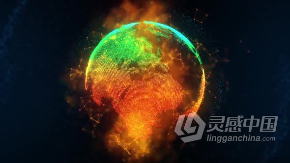 虚拟数字网络地球高科技技术动态背景Vj视频素材 Digital Earth Technology Background  灵感中国网 www.lingganchina.com