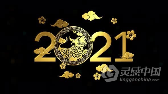 农历新年十二生肖牛年2021创意4K视频BG素材带Alpha通道 Chinese New Year Zodiac  灵感中国网 www.lingganchina.com