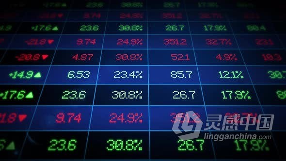 证券交易所股票代码股票行情展示LED屏幕效果背景视频素材 Stock Market Ticker Board  灵感中国网 www.lingganchina.com