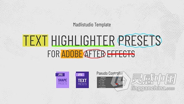 7种荧光笔标注加亮文字AE预设 AE模板 AE工程文件 Text Highlighter Presets  灵感中国网 www.lingganchina.com