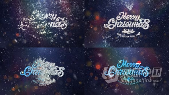 粒子雪花演绎圣诞节活动庆祝宣传视频片头 AE模板 AE工程文件 Christmas Logo  灵感中国网 www.lingganchina.com