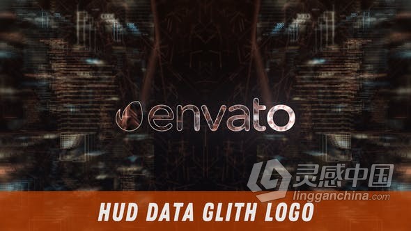 抽象大数据互联网技术介绍视频片头 AE模板 AE工程文件 HUD Data Glith Logo  灵感中国网 www.lingganchina.com