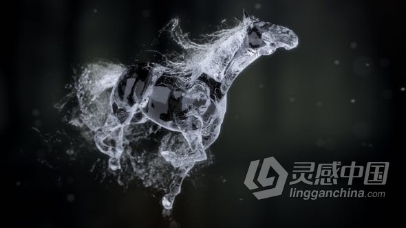 3D水效果跑马飞溅水花特效演绎LOGO动画片头 AE模板 AE工程文件 Splashing Horse Logo Reveal  灵感中国网 www.lingganchina.com