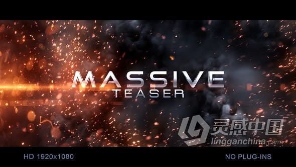 金属文字视觉冲击爆炸火花动画预告片视频 AE模板 AE工程文件 Massive Impact Teaser  灵感中国网 www.lingganchina.com