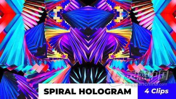 螺旋三角形全息图多彩创意动态背景视频素材 Spiral Hologram  灵感中国网 www.lingganchina.com