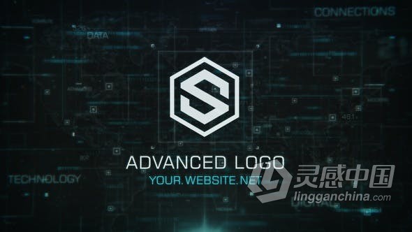 数据连接网络地图简介先进技术标志视频片头 AE模板 AE工程文件 Advanced Tech Logo  灵感中国网 www.lingganchina.com