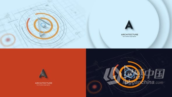 建筑设计工程项目品牌公司标志视频片头 AE模板 AE工程文件 Architectures 3D Logo  灵感中国网 www.lingganchina.com