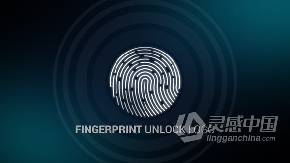 安全指纹解锁品牌LOGO宣传视频片头动画制作 AE模板 AE工程文件 Fingerprint Unlock Logo  灵感中国网 www.lingganchina.com