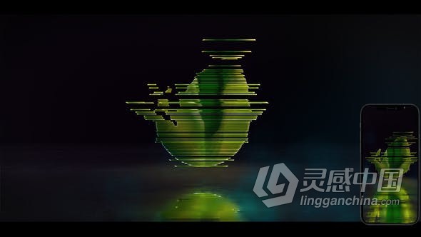 3D故障像素拉伸线条组成图案标志动画视频 AE模板 AE工程文件 Cinematic Glitch Logo Intro  灵感中国网 www.lingganchina.com