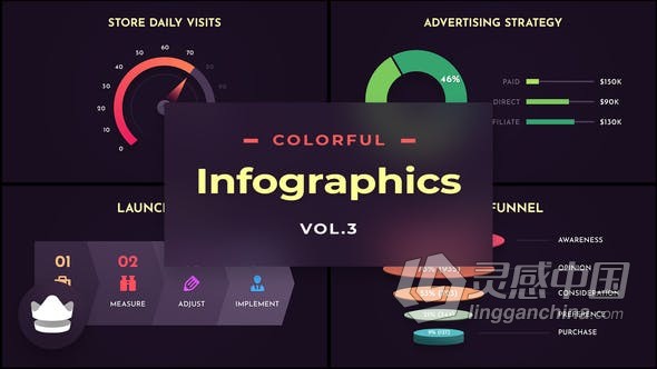 第三套矢量信息图表控制数字统计数据日期相关参数 AE模板 AE工程文件 Colorful Infographics Vol.3  灵感中国网 www.lingganchina.com