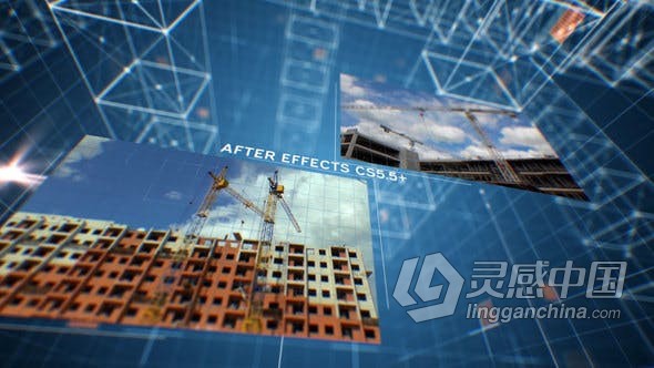 3D网格场景介绍公司宣传片头 AE模板 AE工程文件 Short Construction Intro  灵感中国网 www.lingganchina.com