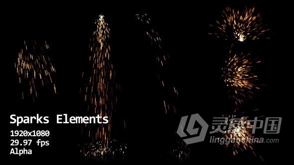 6种火花飞溅特效动画合成视频素材 Sparks Elements  灵感中国网 www.lingganchina.com