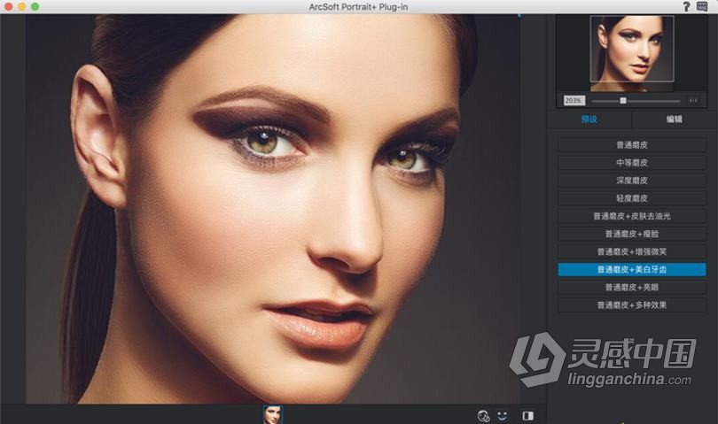 PS磨皮美白润色插件滤镜 ArcSoft Portrait+3.0.20076 for mac插件汉化版 支持PS2021  灵感中国网 www.lingganchina.com