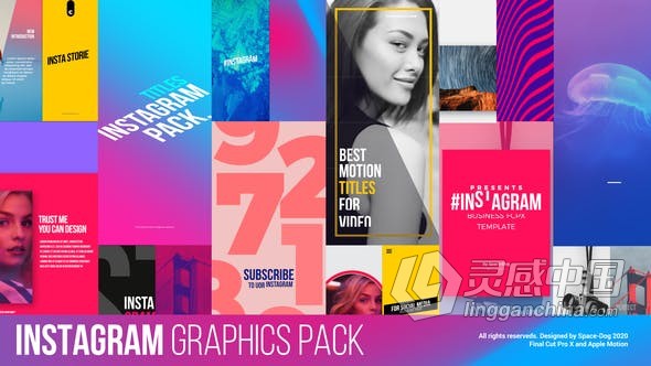 52种时尚流行竖版图文海报设计包装动画FCPX插件 Instagram Graphics Pack Final Cut Pro  灵感中国网 www.lingganchina.com