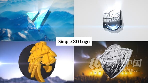 Logo简单闪亮3D标志介绍视频动画 AE模板 AE工程文件 Simple 3D Logo Intro  灵感中国网 www.lingganchina.com