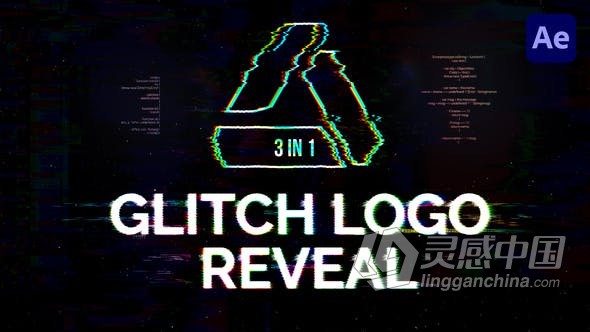 4K故障畸变像素差动画效果视频 AE模板 AE工程文件 Glitch Logo Reveal  灵感中国网 www.lingganchina.com