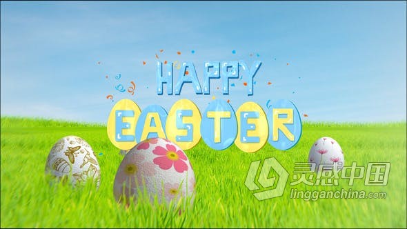 2021年复活节快乐3D卡通场景动画视频 AE模板 AE工程文件 Happy Easter II | After Effects Template  灵感中国网 www.lingganchina.com