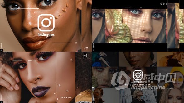 社交媒体动态介绍照片动画幻灯片宣传片头 AE模板 AE工程文件 Instagram Photo Logo 2  灵感中国网 www.lingganchina.com