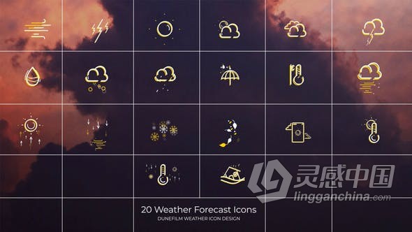 20组天气预报动态图标视频 AE模板 AE工程文件 Weather Forecasts  灵感中国网 www.lingganchina.com